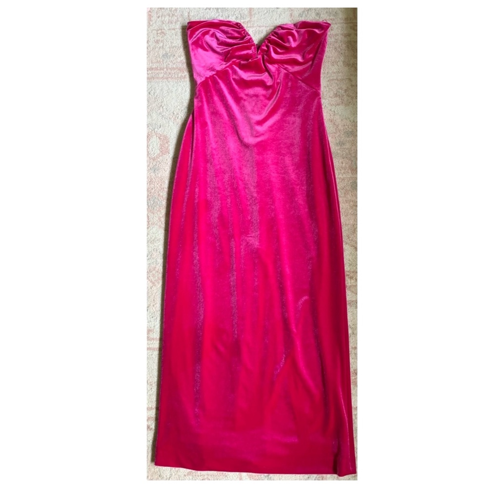 New Zara Midi Pink Velvet Dress Size M